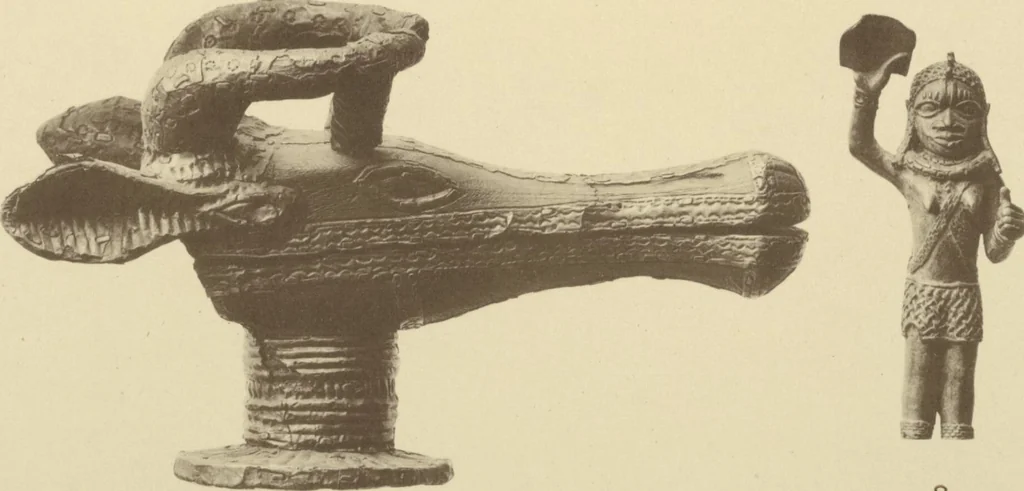 An illustration from Antiquities from the city of Benin and from other parts of West Africa in the British Museum / by Charles Hercules Read and Ormonde Maddock Dalton, 1899, leaf 90