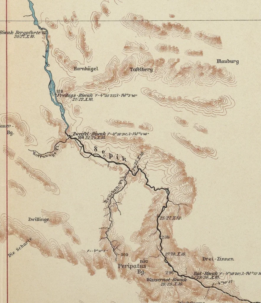 An illustration from Forschungen im Innern der Insel Neuguinea : (Bericht des Führers über die wissenschaftlichen Ergebnisse der deutschen Grenzexpedition in das westliche Kaiser-Wilhelmsland 1910), 1914, leaf 234