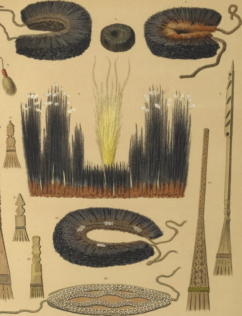 An illustration from Ethnographische beschrijving van de west- en noord-kust van Nederlandsch Nieuw-Guinea / door F.S.A. de Clercq met medewerking van J.D.E. Schmeltz ... Met bijvoeging eener schets der ethnographie van Duitsch en Britsch Nieuw-Guinea. Met 42 platen en 51 tekstillustraties, 1893, leaf 328