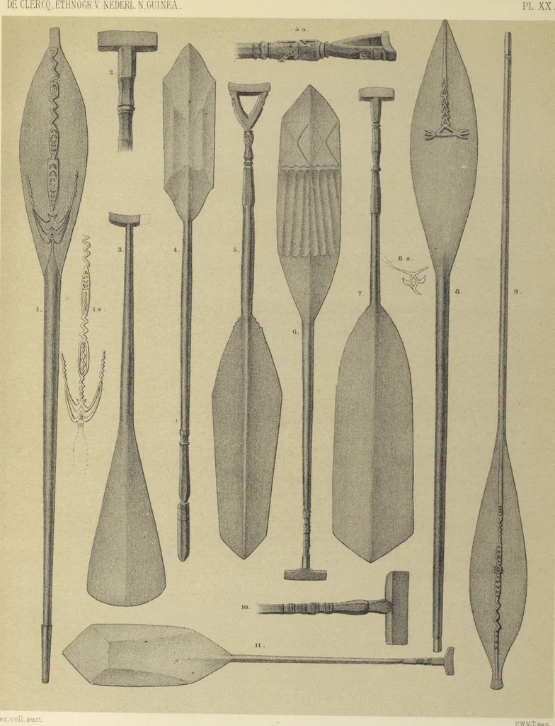 An illustration from Ethnographische beschrijving van de west- en noord-kust van Nederlandsch Nieuw-Guinea / door F.S.A. de Clercq met medewerking van J.D.E. Schmeltz ... Met bijvoeging eener schets der ethnographie van Duitsch en Britsch Nieuw-Guinea. Met 42 platen en 51 tekstillustraties, 1893, leaf 366
