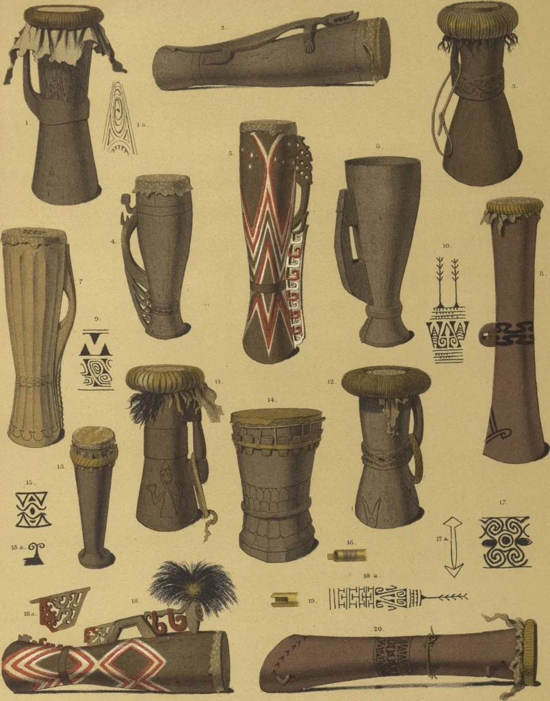 An illustration from Ethnographische beschrijving van de west- en noord-kust van Nederlandsch Nieuw-Guinea / door F.S.A. de Clercq met medewerking van J.D.E. Schmeltz ... Met bijvoeging eener schets der ethnographie van Duitsch en Britsch Nieuw-Guinea. Met 42 platen en 51 tekstillustraties, 1893, leaf 392