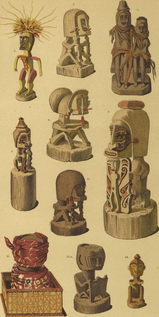 An illustration from Ethnographische beschrijving van de west- en noord-kust van Nederlandsch Nieuw-Guinea / door F.S.A. de Clercq met medewerking van J.D.E. Schmeltz ... Met bijvoeging eener schets der ethnographie van Duitsch en Britsch Nieuw-Guinea. Met 42 platen en 51 tekstillustraties, 1893, leaf 396