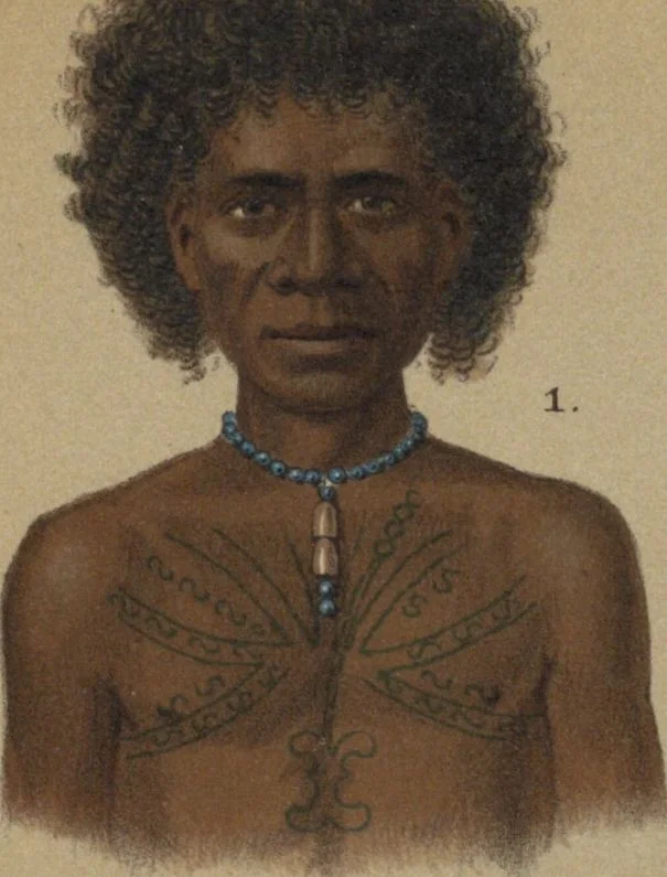 An illustration from Ethnographische beschrijving van de west- en noord-kust van Nederlandsch Nieuw-Guinea / door F.S.A. de Clercq met medewerking van J.D.E. Schmeltz ... Met bijvoeging eener schets der ethnographie van Duitsch en Britsch Nieuw-Guinea. Met 42 platen en 51 tekstillustraties, 1893, leaf 410