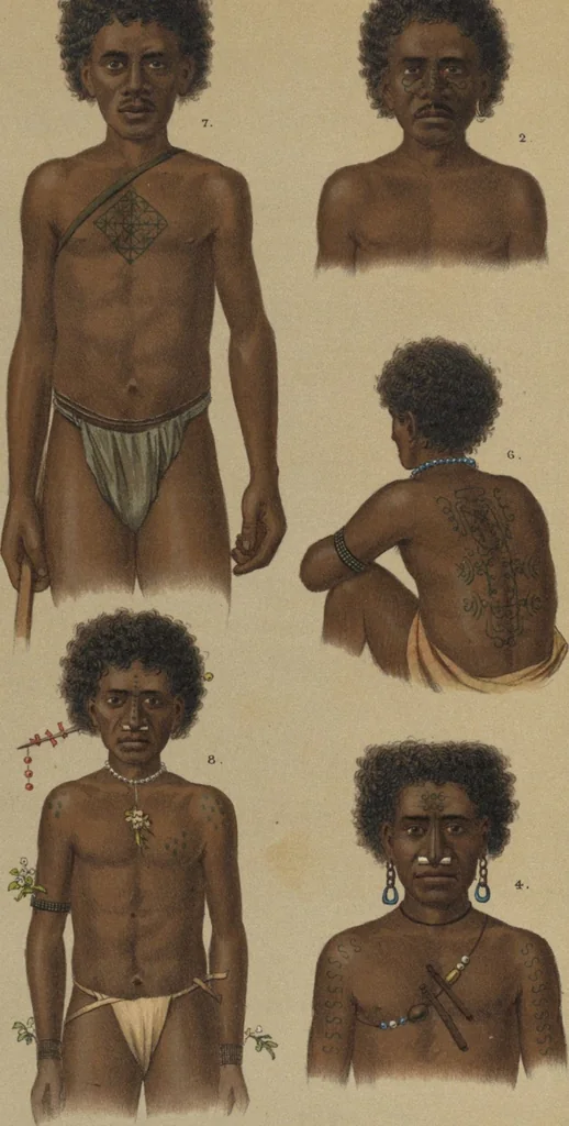 An illustration from Ethnographische beschrijving van de west- en noord-kust van Nederlandsch Nieuw-Guinea / door F.S.A. de Clercq met medewerking van J.D.E. Schmeltz ... Met bijvoeging eener schets der ethnographie van Duitsch en Britsch Nieuw-Guinea. Met 42 platen en 51 tekstillustraties, 1893, leaf 410