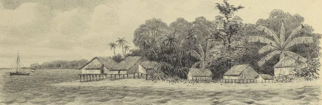 An illustration from Ethnographische beschrijving van de west- en noord-kust van Nederlandsch Nieuw-Guinea / door F.S.A. de Clercq met medewerking van J.D.E. Schmeltz ... Met bijvoeging eener schets der ethnographie van Duitsch en Britsch Nieuw-Guinea. Met 42 platen en 51 tekstillustraties, 1893, leaf 71