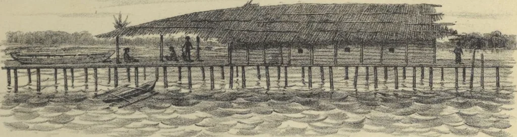 An illustration from Ethnographische beschrijving van de west- en noord-kust van Nederlandsch Nieuw-Guinea / door F.S.A. de Clercq met medewerking van J.D.E. Schmeltz ... Met bijvoeging eener schets der ethnographie van Duitsch en Britsch Nieuw-Guinea. Met 42 platen en 51 tekstillustraties, 1893, leaf 73