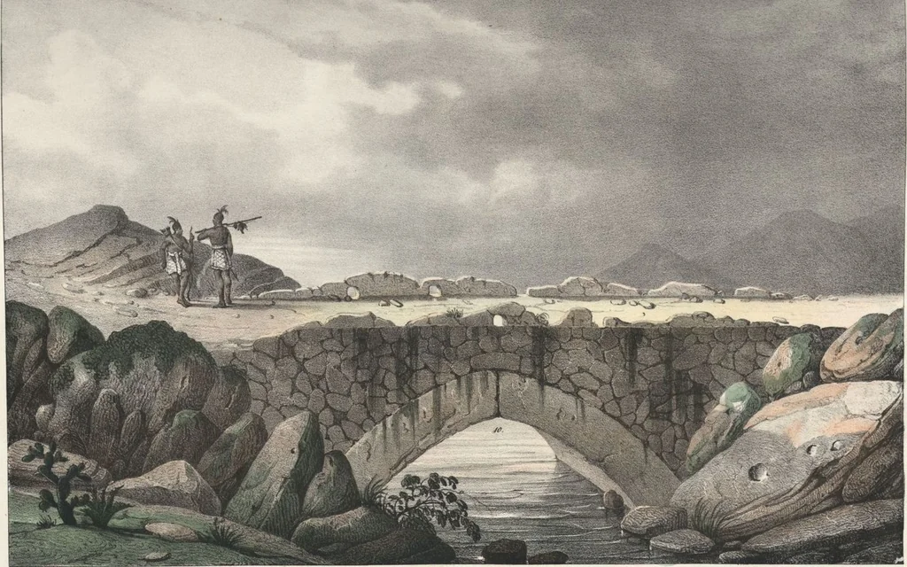 An illustration from Antiquités mexicaines : relation des trois expéditions du capitaine Dupaix, ordonnées en 1805, 1806, et 1807, pour la recherche des antiquités du pays, notamment celles de Mitla et de Palenque : [atlas] / accompagnée des dessins de Castañeda et d'une carte du pays exploré ; suivie d'un parallèle de ces monuments avec ceux de l'Égypte, de l'Indostan, et du reste de l'ancien monde, par M. Alexandre Lenoir, d'une dissertation sur l'origine de l'ancienne population des deux Amériques et sur les diverses antiquités de ce continent, par M. Warden, avec un discours préliminaire par M. Charles Farcy, et des notes explicatives, et autres documents, par MM. Baradère, de St. Priest, et plusieurs voyageurs que ont parcouru l'Amérique, 1834, leaf 113