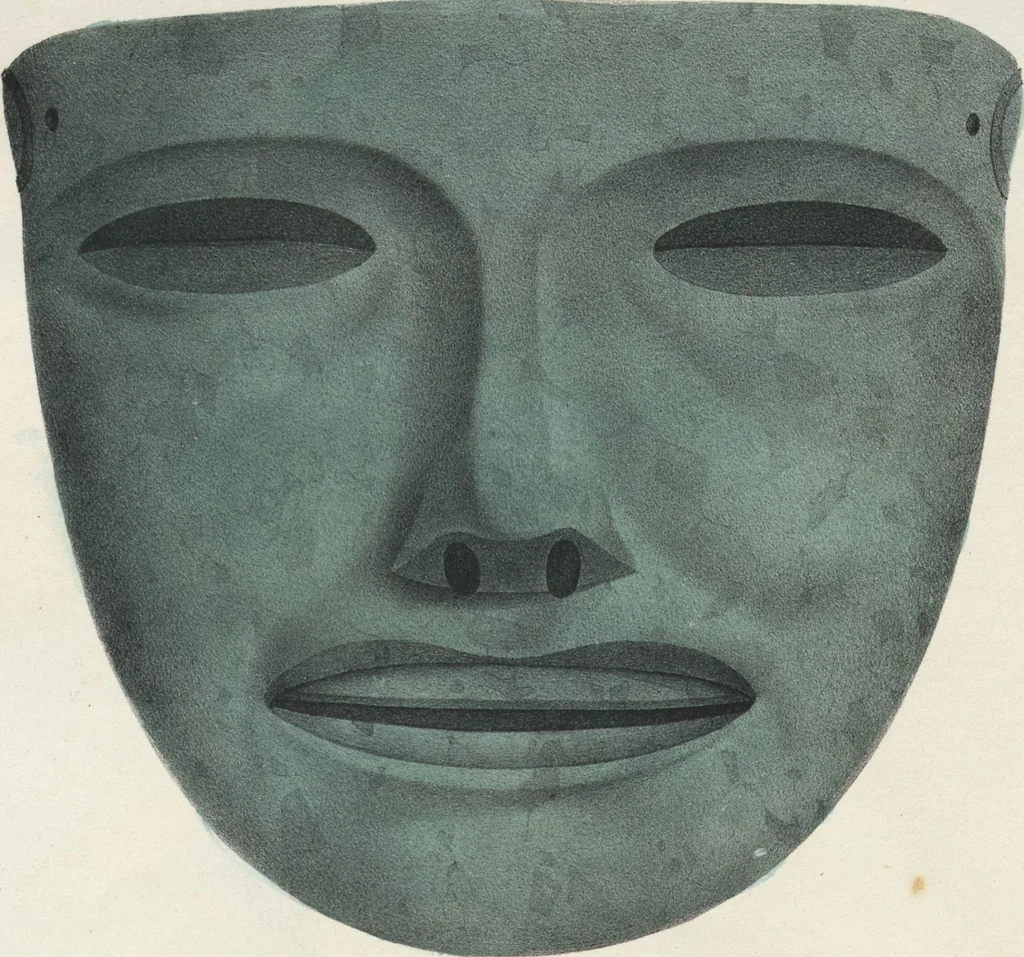 An illustration from Antiquités mexicaines : relation des trois expéditions du capitaine Dupaix, ordonnées en 1805, 1806, et 1807, pour la recherche des antiquités du pays, notamment celles de Mitla et de Palenque : [atlas] / accompagnée des dessins de Castañeda et d'une carte du pays exploré ; suivie d'un parallèle de ces monuments avec ceux de l'Égypte, de l'Indostan, et du reste de l'ancien monde, par M. Alexandre Lenoir, d'une dissertation sur l'origine de l'ancienne population des deux Amériques et sur les diverses antiquités de ce continent, par M. Warden, avec un discours préliminaire par M. Charles Farcy, et des notes explicatives, et autres documents, par MM. Baradère, de St. Priest, et plusieurs voyageurs que ont parcouru l'Amérique, 1834, leaf 17