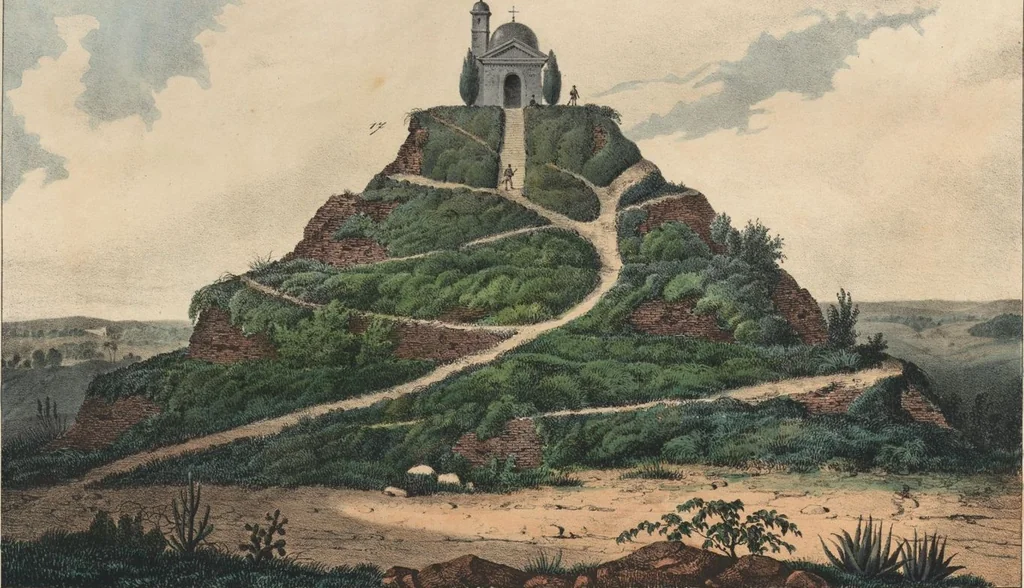 An illustration from Antiquités mexicaines : relation des trois expéditions du capitaine Dupaix, ordonnées en 1805, 1806, et 1807, pour la recherche des antiquités du pays, notamment celles de Mitla et de Palenque : [atlas] / accompagnée des dessins de Castañeda et d'une carte du pays exploré ; suivie d'un parallèle de ces monuments avec ceux de l'Égypte, de l'Indostan, et du reste de l'ancien monde, par M. Alexandre Lenoir, d'une dissertation sur l'origine de l'ancienne population des deux Amériques et sur les diverses antiquités de ce continent, par M. Warden, avec un discours préliminaire par M. Charles Farcy, et des notes explicatives, et autres documents, par MM. Baradère, de St. Priest, et plusieurs voyageurs que ont parcouru l'Amérique, 1834, leaf 18