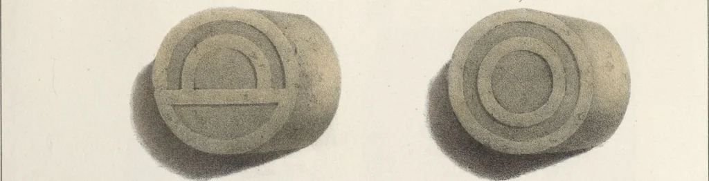 An illustration from Antiquités mexicaines : relation des trois expéditions du capitaine Dupaix, ordonnées en 1805, 1806, et 1807, pour la recherche des antiquités du pays, notamment celles de Mitla et de Palenque : [atlas] / accompagnée des dessins de Castañeda et d'une carte du pays exploré ; suivie d'un parallèle de ces monuments avec ceux de l'Égypte, de l'Indostan, et du reste de l'ancien monde, par M. Alexandre Lenoir, d'une dissertation sur l'origine de l'ancienne population des deux Amériques et sur les diverses antiquités de ce continent, par M. Warden, avec un discours préliminaire par M. Charles Farcy, et des notes explicatives, et autres documents, par MM. Baradère, de St. Priest, et plusieurs voyageurs que ont parcouru l'Amérique, 1834, leaf 40