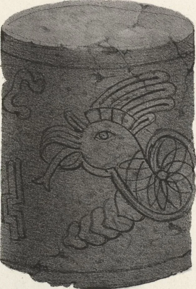 An illustration from Antiquités mexicaines : relation des trois expéditions du capitaine Dupaix, ordonnées en 1805, 1806, et 1807, pour la recherche des antiquités du pays, notamment celles de Mitla et de Palenque : [atlas] / accompagnée des dessins de Castañeda et d'une carte du pays exploré ; suivie d'un parallèle de ces monuments avec ceux de l'Égypte, de l'Indostan, et du reste de l'ancien monde, par M. Alexandre Lenoir, d'une dissertation sur l'origine de l'ancienne population des deux Amériques et sur les diverses antiquités de ce continent, par M. Warden, avec un discours préliminaire par M. Charles Farcy, et des notes explicatives, et autres documents, par MM. Baradère, de St. Priest, et plusieurs voyageurs que ont parcouru l'Amérique, 1834, leaf 47