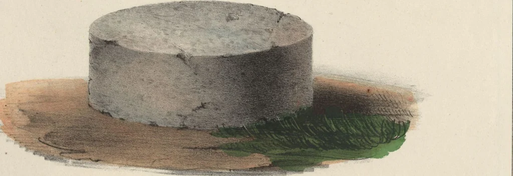 An illustration from Antiquités mexicaines : relation des trois expéditions du capitaine Dupaix, ordonnées en 1805, 1806, et 1807, pour la recherche des antiquités du pays, notamment celles de Mitla et de Palenque : [atlas] / accompagnée des dessins de Castañeda et d'une carte du pays exploré ; suivie d'un parallèle de ces monuments avec ceux de l'Égypte, de l'Indostan, et du reste de l'ancien monde, par M. Alexandre Lenoir, d'une dissertation sur l'origine de l'ancienne population des deux Amériques et sur les diverses antiquités de ce continent, par M. Warden, avec un discours préliminaire par M. Charles Farcy, et des notes explicatives, et autres documents, par MM. Baradère, de St. Priest, et plusieurs voyageurs que ont parcouru l'Amérique, 1834, leaf 57