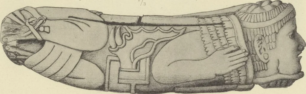 An illustration from Monumentos del arte mexicano antiguo : Ornamentación, mitología, tributos y monumentos : [volume 2] / por el Dr. Antonio Peñafiel, 1890, leaf 258