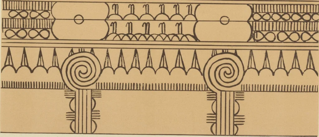 An illustration from Monumentos del arte mexicano antiguo : Ornamentación, mitología, tributos y monumentos : [volume 2] / por el Dr. Antonio Peñafiel, 1890, leaf 38