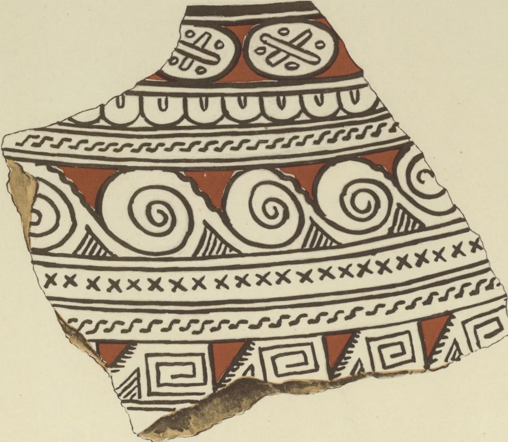 An illustration from Monumentos del arte mexicano antiguo : Ornamentación, mitología, tributos y monumentos : [volume 2] / por el Dr. Antonio Peñafiel, 1890, leaf 48