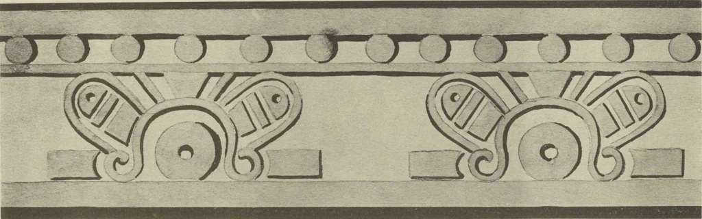 An illustration from Monumentos del arte mexicano antiguo : Ornamentación, mitología, tributos y monumentos : [volume 2] / por el Dr. Antonio Peñafiel, 1890, leaf 52