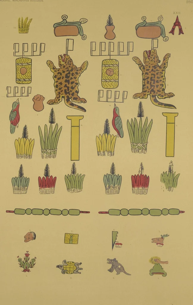 An illustration from Monumentos del arte mexicano antiguo : Ornamentación, mitología, tributos y monumentos : [volume 3] / por el Dr. Antonio Peñafiel, 1890, leaf 172