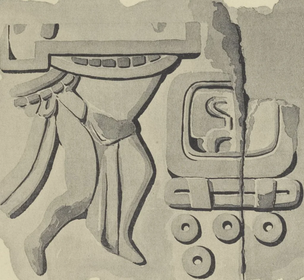 An illustration from Monumentos del arte mexicano antiguo : Ornamentación, mitología, tributos y monumentos : [volume 3] / por el Dr. Antonio Peñafiel, 1890, leaf 44