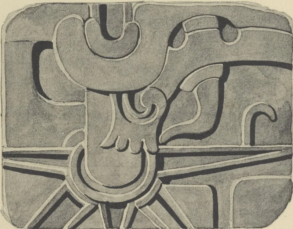 An illustration from Monumentos del arte mexicano antiguo : Ornamentación, mitología, tributos y monumentos : [volume 3] / por el Dr. Antonio Peñafiel, 1890, leaf 58