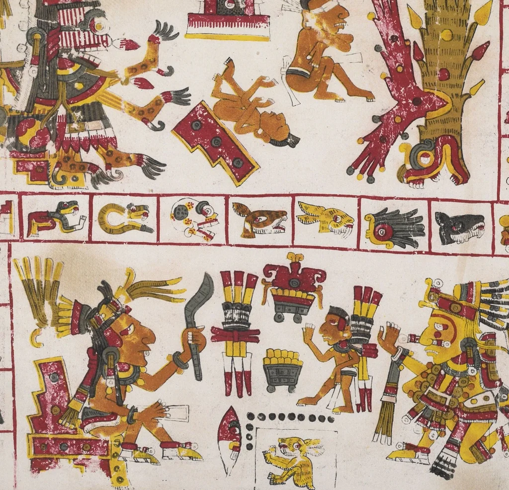 An illustration from Il manoscritto messicano Borgiano : del Museo etnografico della S. Congregazione di propaganda fide / riprodotto in fotocromografia a spese di s. e. il duca di Loubat a cura della Biblioteca Vaticanna, 1898, leaf 30