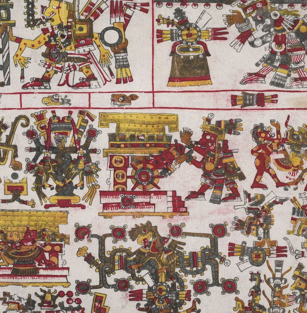 An illustration from Il manoscritto messicano Borgiano : del Museo etnografico della S. Congregazione di propaganda fide / riprodotto in fotocromografia a spese di s. e. il duca di Loubat a cura della Biblioteca Vaticanna, 1898, leaf 47