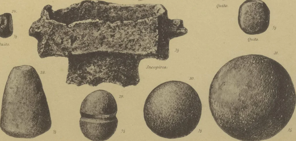 An illustration from Kultur und Industrie südamerikanischer Völker : nach dem im Besitze des Museums für Völkerkunde zu Leipzig befindlichen Sammlungen : [volume 1] / von A. Stübel, W. Reiss und B. Koppel ; Text und Beschreibung der Tafeln von Max Uhle, 1889, leaf 174