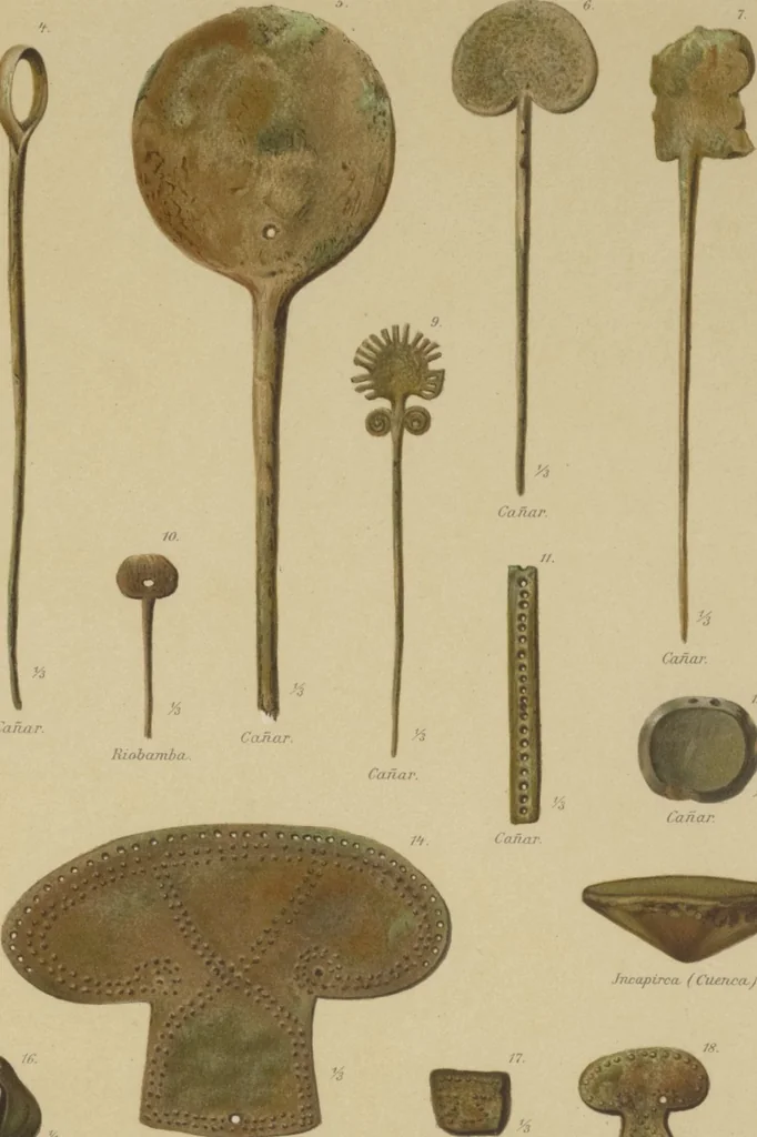 An illustration from Kultur und Industrie südamerikanischer Völker : nach dem im Besitze des Museums für Völkerkunde zu Leipzig befindlichen Sammlungen : [volume 1] / von A. Stübel, W. Reiss und B. Koppel ; Text und Beschreibung der Tafeln von Max Uhle, 1889, leaf 222