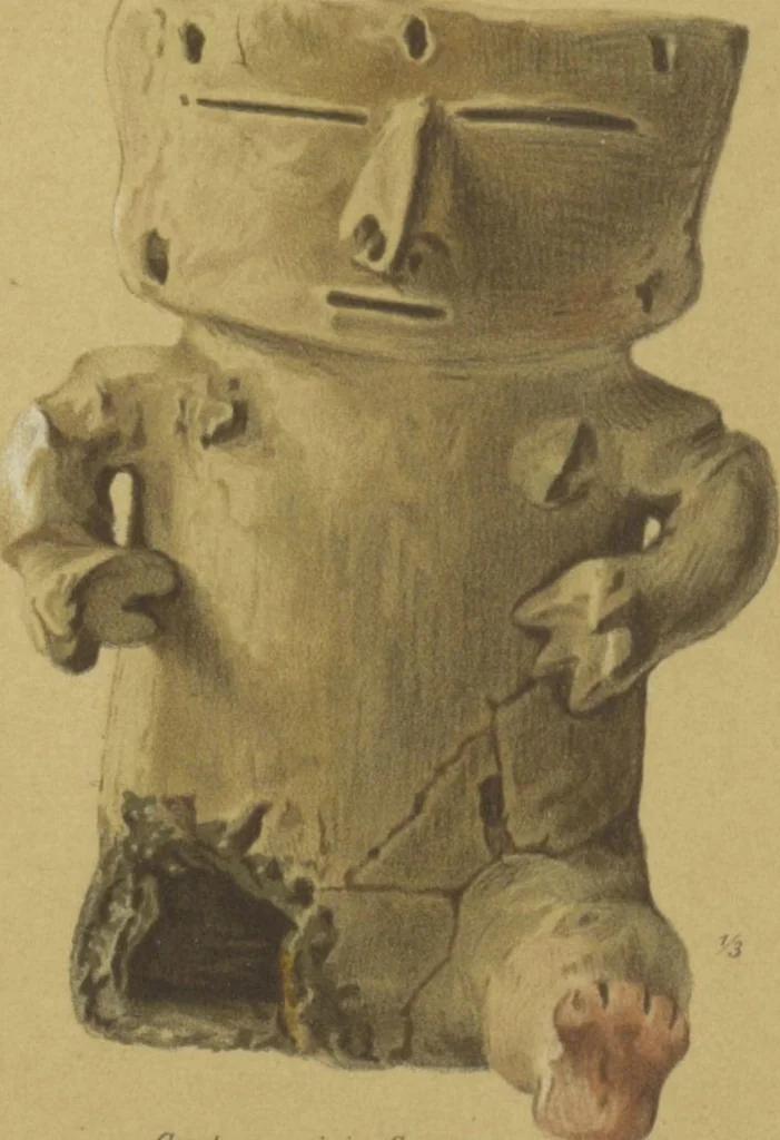 An illustration from Kultur und Industrie südamerikanischer Völker : nach dem im Besitze des Museums für Völkerkunde zu Leipzig befindlichen Sammlungen : [volume 1] / von A. Stübel, W. Reiss und B. Koppel ; Text und Beschreibung der Tafeln von Max Uhle, 1889, leaf 82