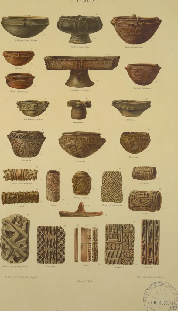 An illustration from Kultur und Industrie südamerikanischer Völker : nach dem im Besitze des Museums für Völkerkunde zu Leipzig befindlichen Sammlungen : [volume 1] / von A. Stübel, W. Reiss und B. Koppel ; Text und Beschreibung der Tafeln von Max Uhle, 1889, leaf 92