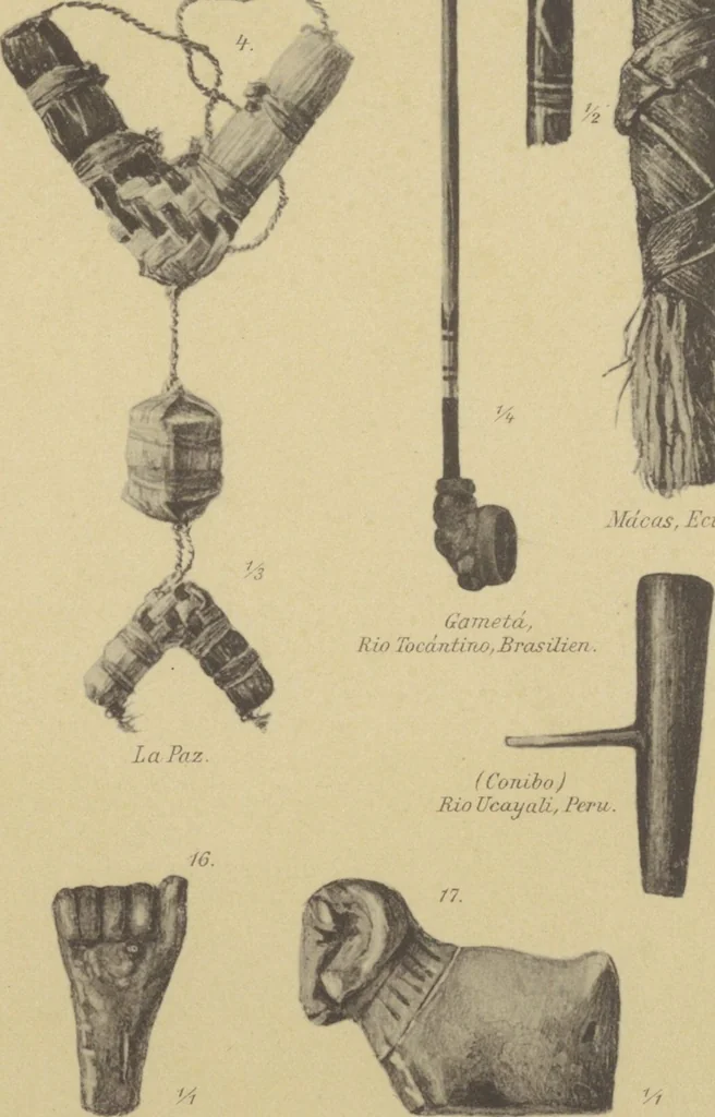 An illustration from Kultur und Industrie südamerikanischer Völker : nach dem im Besitze des Museums für Völkerkunde zu Leipzig befindlichen Sammlungen : [volume 2] / von A. Stübel, W. Reiss und B. Koppel ; Text und Beschreibung der Tafeln von Max Uhle, 1889, leaf 144