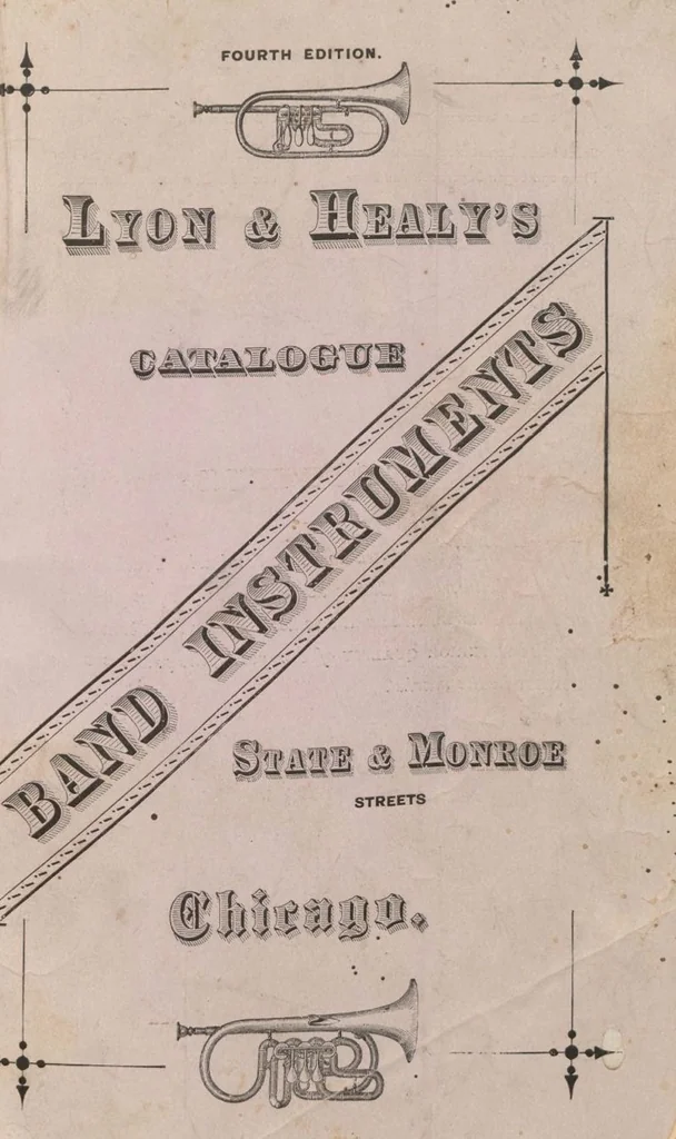 An illustration from Illustrated price list of band instruments : for sale by Lyon & Healy, Chicago, 1878, leaf 1