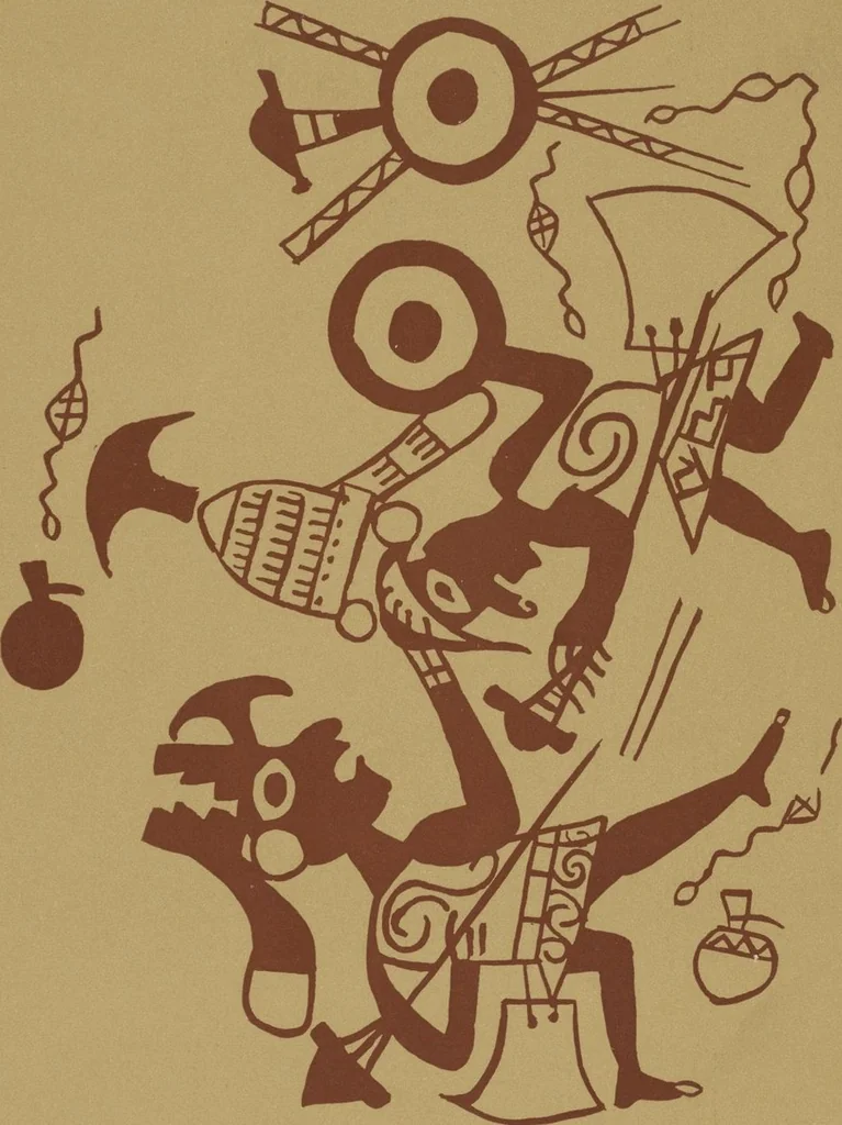 An illustration from Ancient Peruvian art : contributions to the archaeology of the empire of the Incas : [volume 1] / from his collections, by Arthur Baessler tr. by A.H. Keane ., 1902, leaf 101