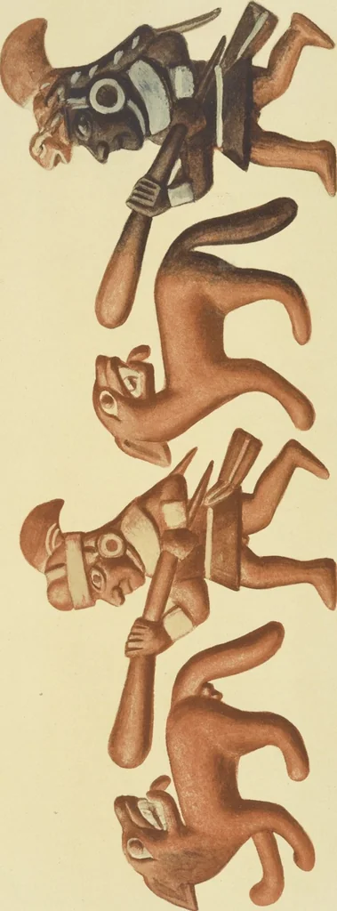 An illustration from Ancient Peruvian art : contributions to the archaeology of the empire of the Incas : [volume 1] / from his collections, by Arthur Baessler tr. by A.H. Keane ., 1902, leaf 121