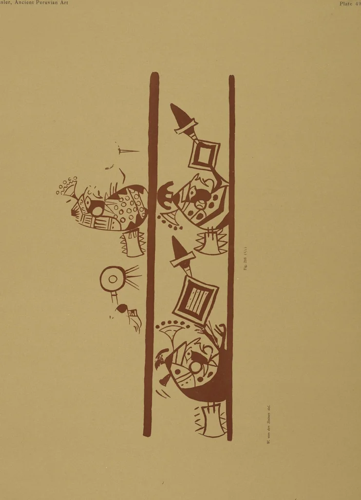 An illustration from Ancient Peruvian art : contributions to the archaeology of the empire of the Incas : [volume 1] / from his collections, by Arthur Baessler tr. by A.H. Keane ., 1902, leaf 141