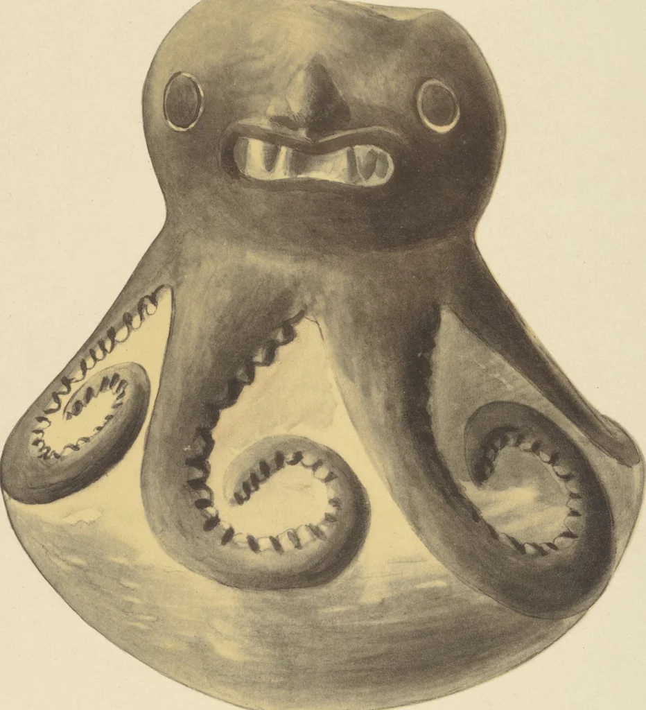 An illustration from Ancient Peruvian art : contributions to the archaeology of the empire of the Incas : [volume 1] / from his collections, by Arthur Baessler tr. by A.H. Keane ., 1902, leaf 15