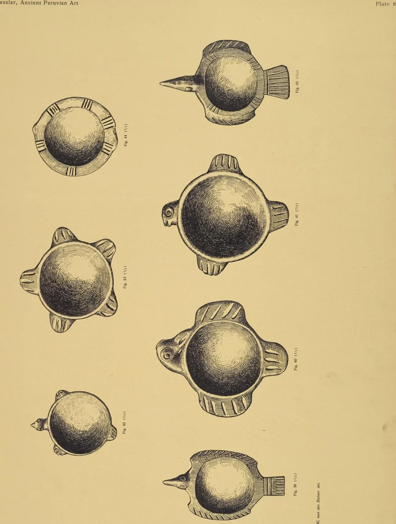 An illustration from Ancient Peruvian art : contributions to the archaeology of the empire of the Incas : [volume 1] / from his collections, by Arthur Baessler tr. by A.H. Keane ., 1902, leaf 29