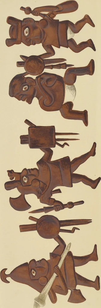 An illustration from Ancient Peruvian art : contributions to the archaeology of the empire of the Incas : [volume 1] / from his collections, by Arthur Baessler tr. by A.H. Keane ., 1902, leaf 63