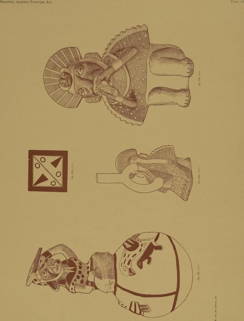 An illustration from Ancient Peruvian art : contributions to the archaeology of the empire of the Incas : [volume 2] / from his collections, by Arthur Baessler tr. by A.H. Keane ., 1902, leaf 31