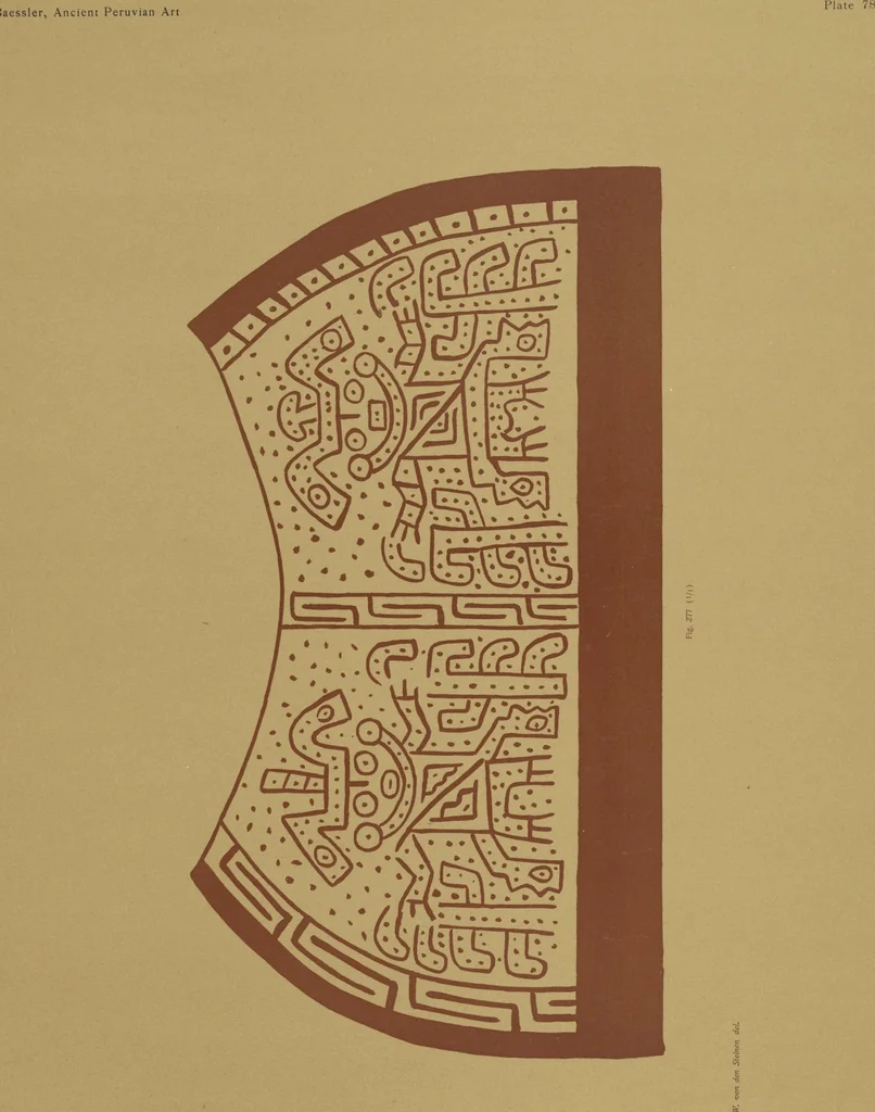 An illustration from Ancient Peruvian art : contributions to the archaeology of the empire of the Incas : [volume 2] / from his collections, by Arthur Baessler tr. by A.H. Keane ., 1902, leaf 91