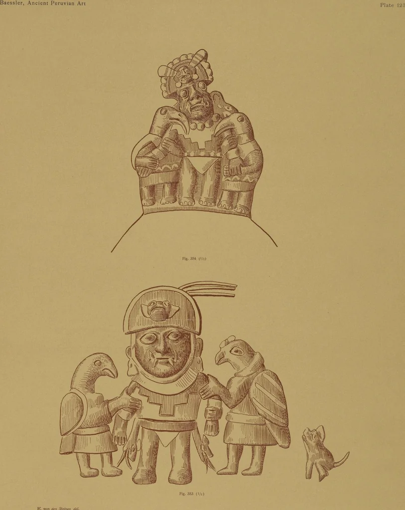 An illustration from Ancient Peruvian art : contributions to the archaeology of the empire of the Incas : [volume 3] / from his collections, by Arthur Baessler tr. by A.H. Keane ., 1902, leaf 109