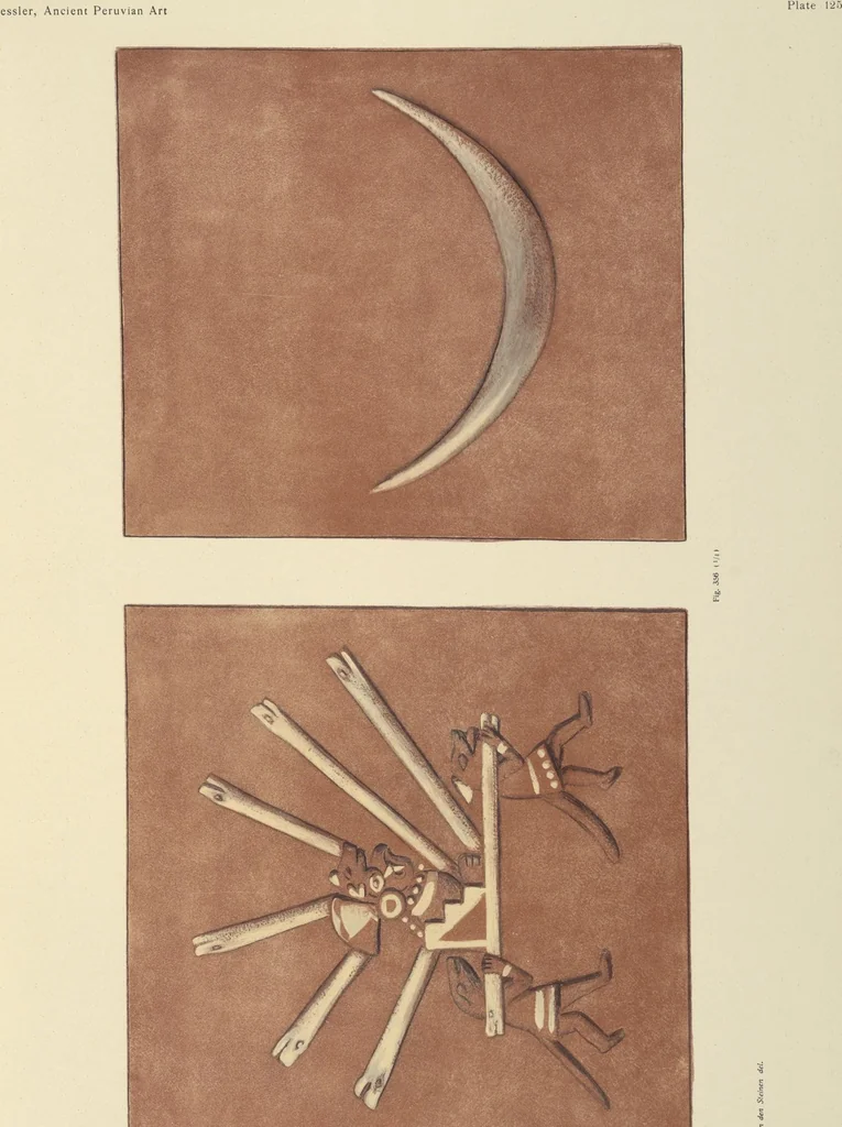 An illustration from Ancient Peruvian art : contributions to the archaeology of the empire of the Incas : [volume 3] / from his collections, by Arthur Baessler tr. by A.H. Keane ., 1902, leaf 113