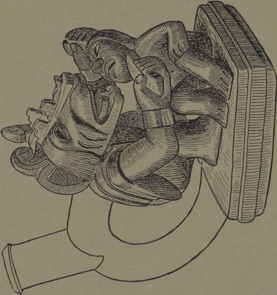 An illustration from Ancient Peruvian art : contributions to the archaeology of the empire of the Incas : [volume 3] / from his collections, by Arthur Baessler tr. by A.H. Keane ., 1902, leaf 15