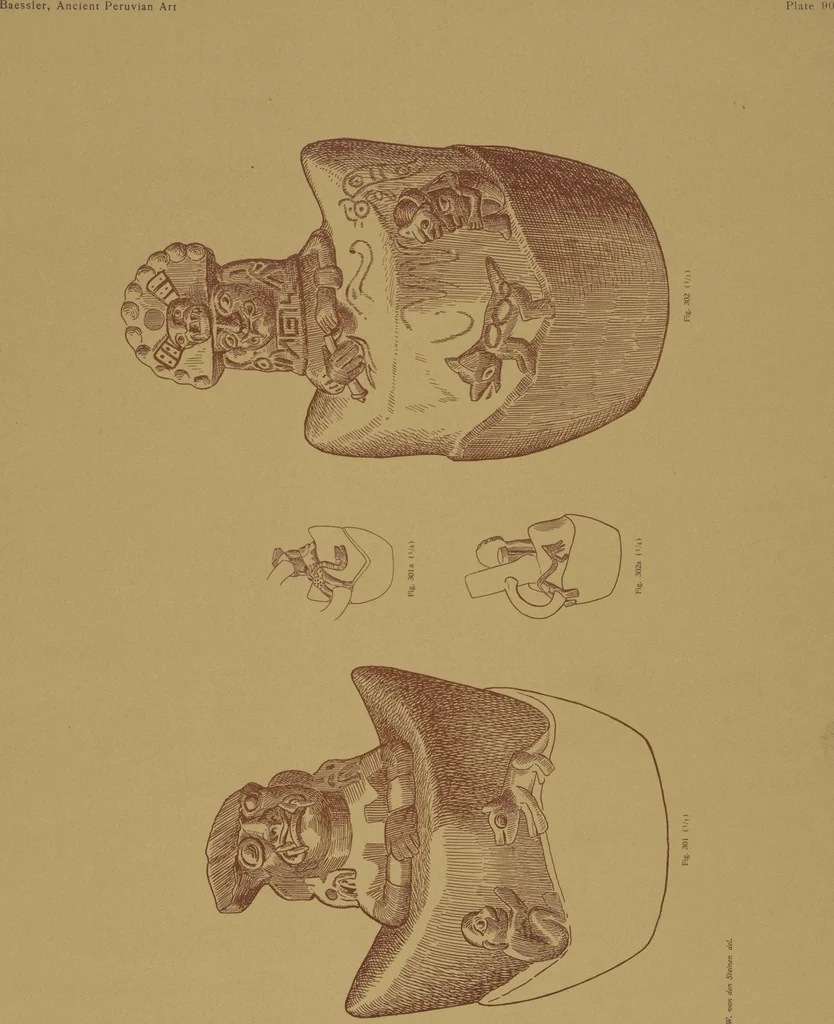 An illustration from Ancient Peruvian art : contributions to the archaeology of the empire of the Incas : [volume 3] / from his collections, by Arthur Baessler tr. by A.H. Keane ., 1902, leaf 31
