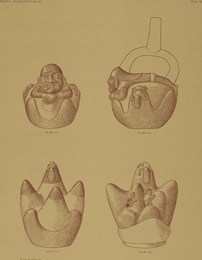 An illustration from Ancient Peruvian art : contributions to the archaeology of the empire of the Incas : [volume 3] / from his collections, by Arthur Baessler tr. by A.H. Keane ., 1902, leaf 37