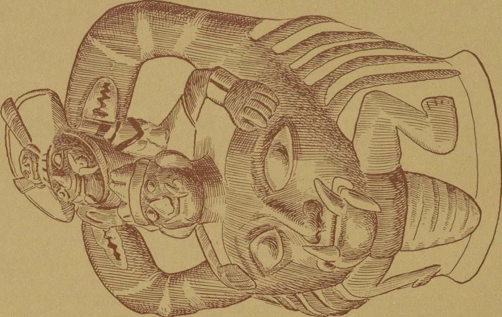 An illustration from Ancient Peruvian art : contributions to the archaeology of the empire of the Incas : [volume 3] / from his collections, by Arthur Baessler tr. by A.H. Keane ., 1902, leaf 81