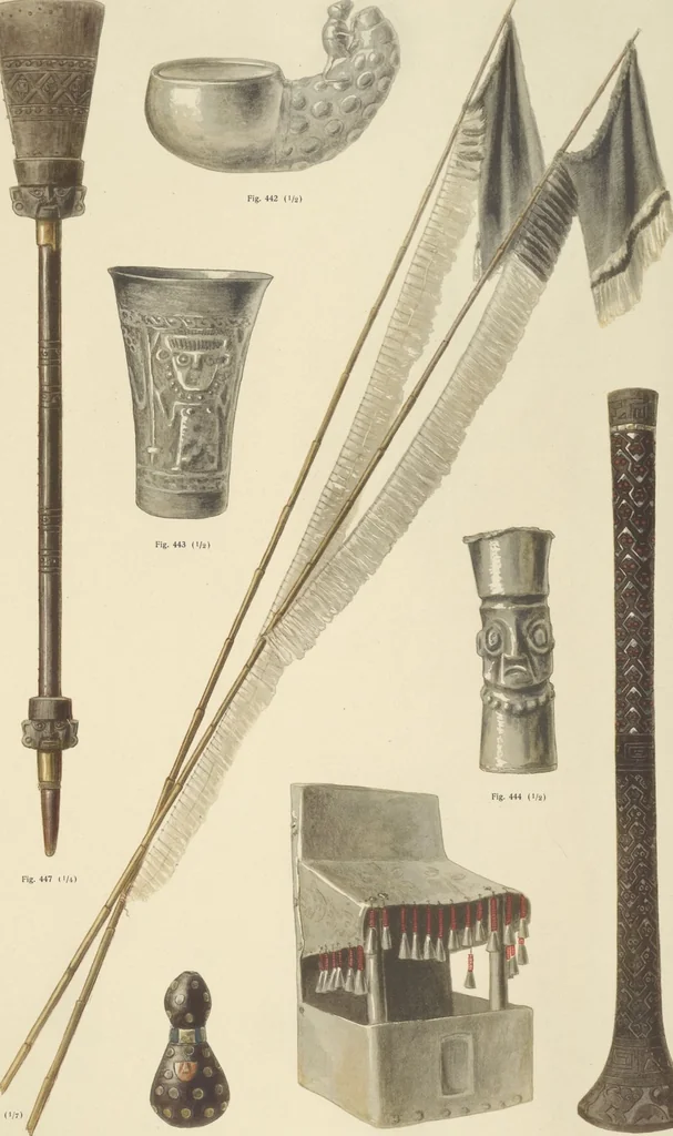 An illustration from Ancient Peruvian art : contributions to the archaeology of the empire of the Incas : [volume 4] / from his collections, by Arthur Baessler tr. by A.H. Keane ., 1902, leaf 115