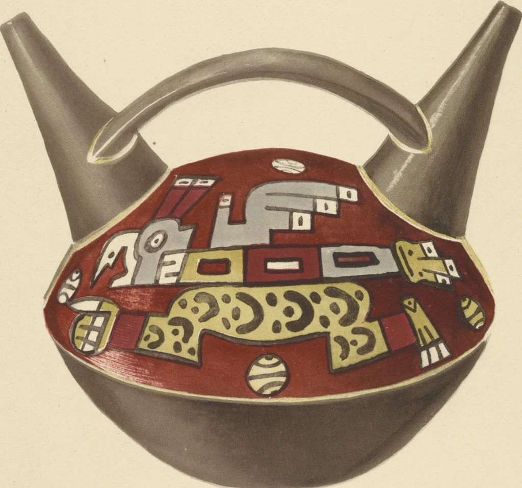 An illustration from Ancient Peruvian art : contributions to the archaeology of the empire of the Incas : [volume 4] / from his collections, by Arthur Baessler tr. by A.H. Keane ., 1902, leaf 13