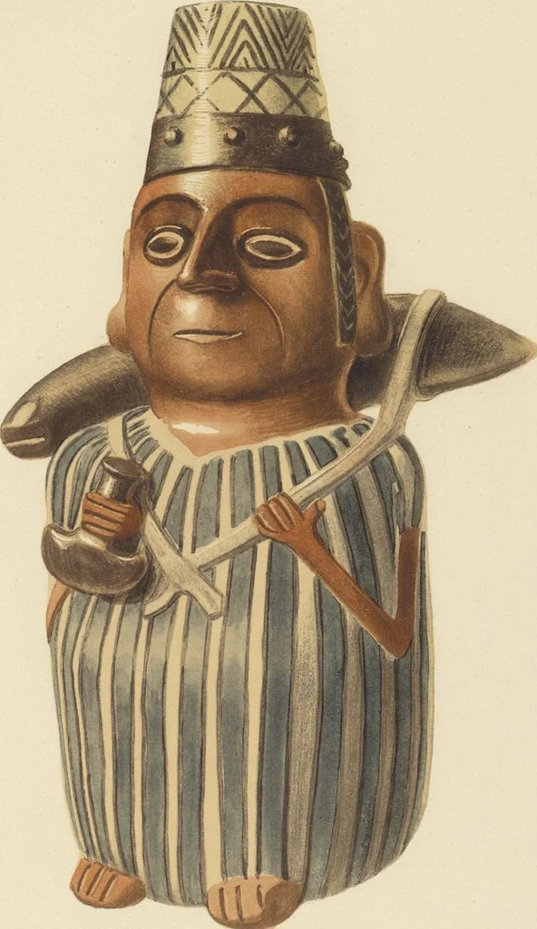 An illustration from Ancient Peruvian art : contributions to the archaeology of the empire of the Incas : [volume 4] / from his collections, by Arthur Baessler tr. by A.H. Keane ., 1902, leaf 83
