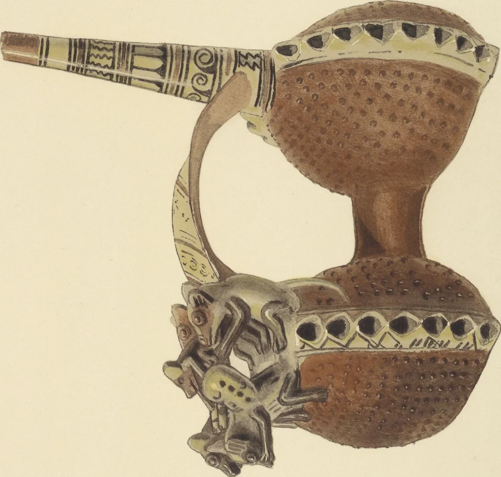 An illustration from Ancient Peruvian art : contributions to the archaeology of the empire of the Incas : [volume 4] / from his collections, by Arthur Baessler tr. by A.H. Keane ., 1902, leaf 87