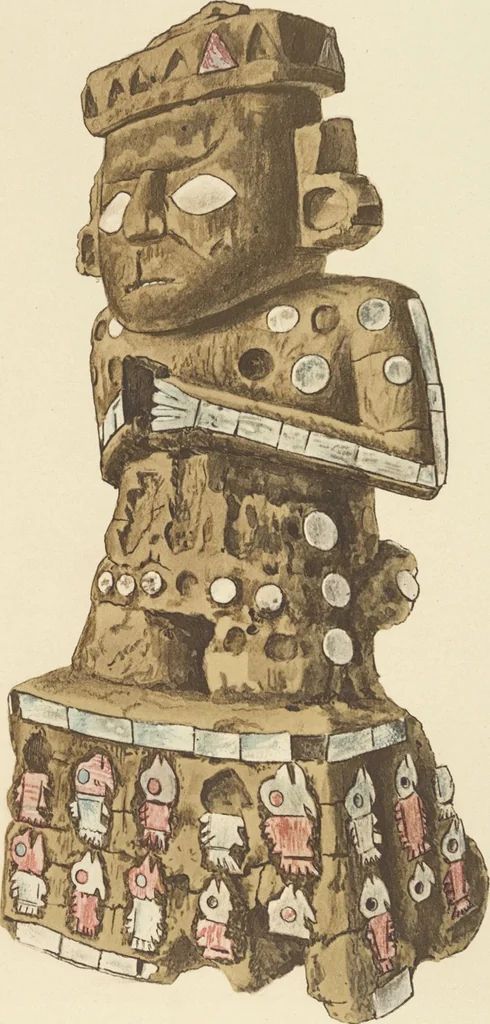 An illustration from Ancient Peruvian art : contributions to the archaeology of the empire of the Incas : [volume 4] / from his collections, by Arthur Baessler tr. by A.H. Keane ., 1902, leaf 95